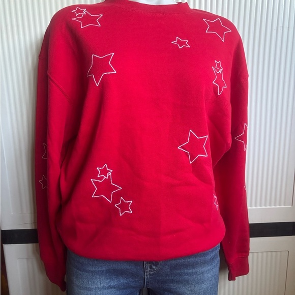 Reflex Red Star Pattern Crew Neck Sweater - Picture 2 of 2